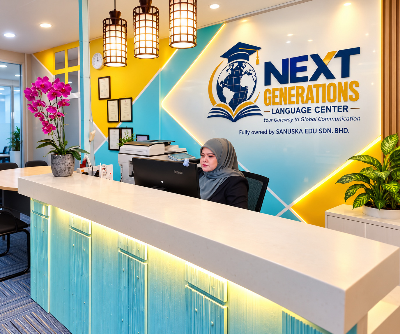 Reception desk at the centre
