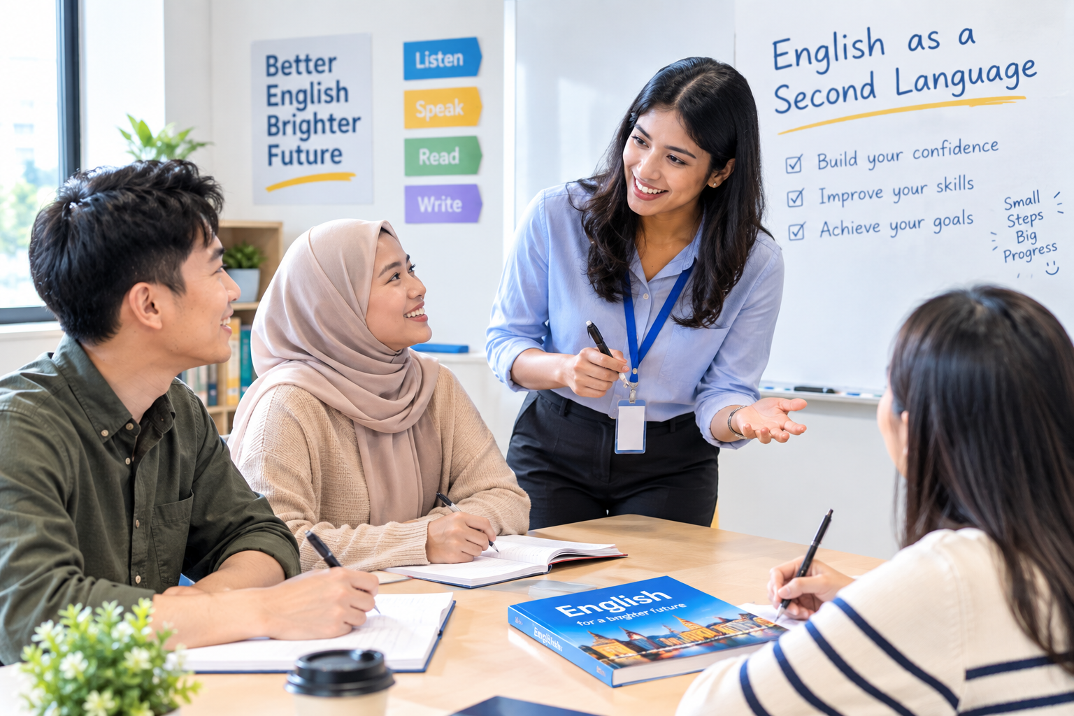 ESL learners practising spoken English in class